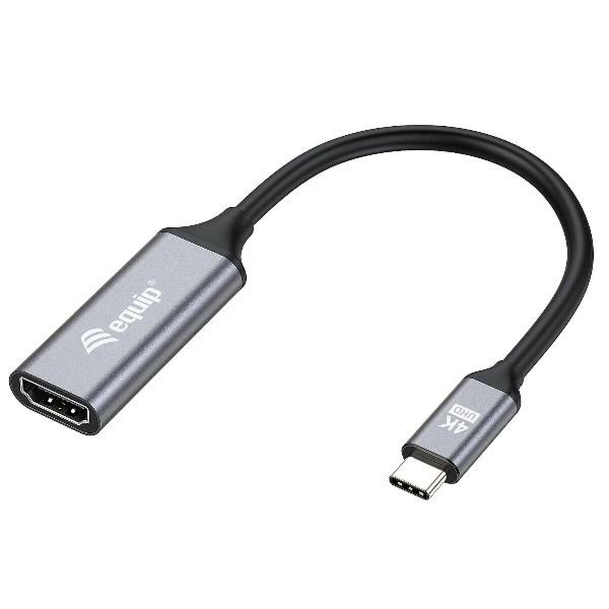 Equip USB-C til HDMI kabeladapter 15 cm - sort/grå