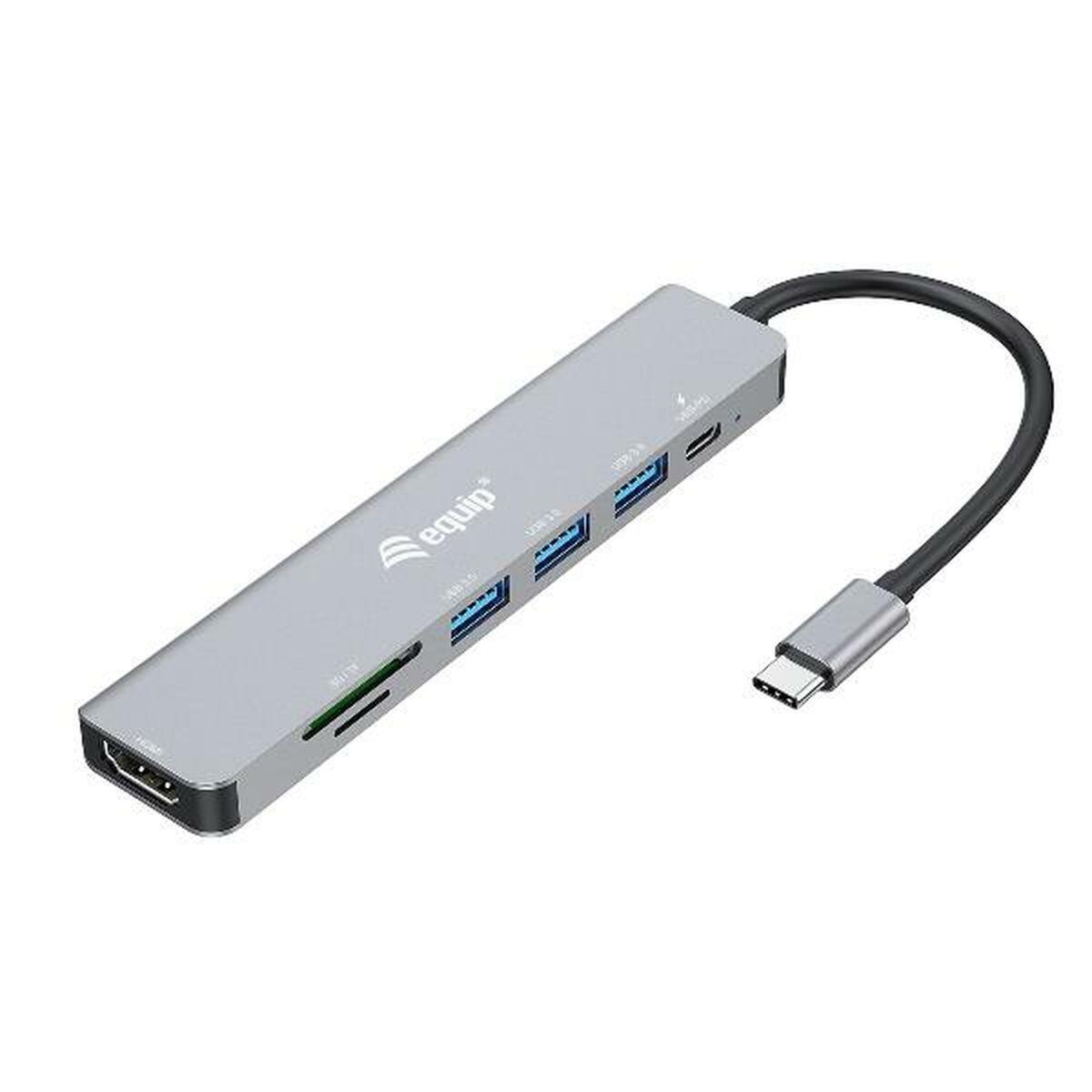 Equip USB‑C multihub 133494 - sølvfarvet