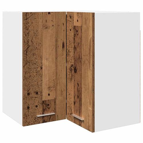 Væghængt hjørneskab 57x57x60 cm konstrueret træ antikt træ