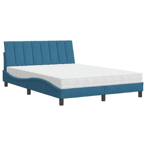 Seng med madras 120x200 cm velour blå