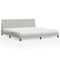 Seng med madras 200x200 cm velour lysegrå