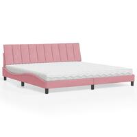 Seng med madras 200x200 cm velour lyserød