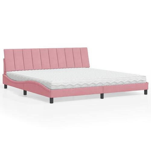 Seng med madras 200x200 cm velour lyserød