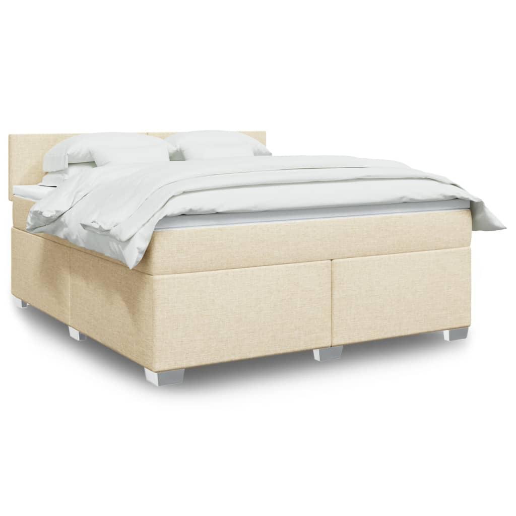 Kontinentalseng med madras 180x200 cm stof cremefarvet billede