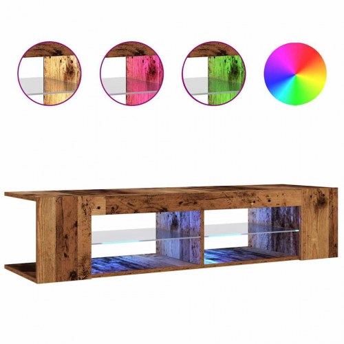Tv-bord med LED-lys 135 × 39 × 30 cm - konstrueret træ, antikt træ