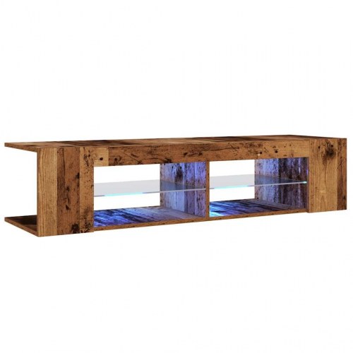 Tv-bord med LED-lys 135 × 39 × 30 cm - konstrueret træ, antikt træ