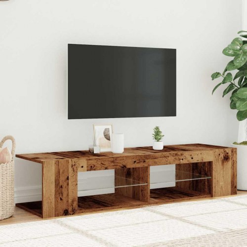 Tv-bord med LED-lys 135 × 39 × 30 cm - konstrueret træ, antikt træ