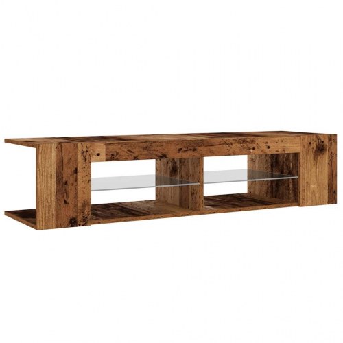 Tv-bord med LED-lys 135 × 39 × 30 cm - konstrueret træ, antikt træ