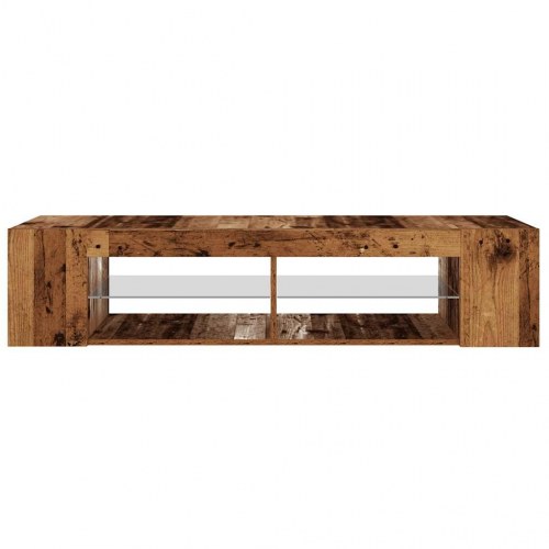 Tv-bord med LED-lys 135 × 39 × 30 cm - konstrueret træ, antikt træ