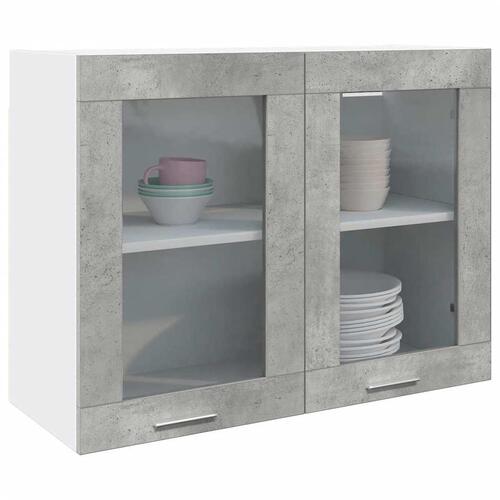 Væghængt glasskab 80x31x60 cm betongrå
