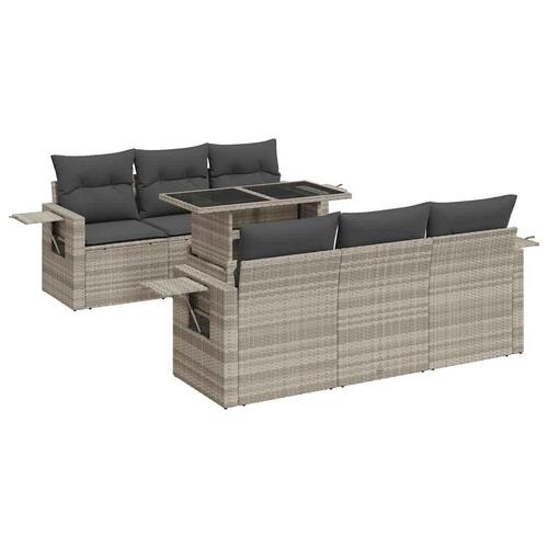 Sofasæt til haven 7 dele med hynder polyrattan lysegrå