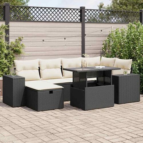 Sofasæt til haven 8 dele med hynder polyrattan sort