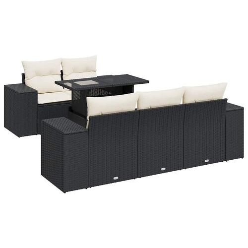 Sofasæt til haven 6 dele med hynder polyrattan sort