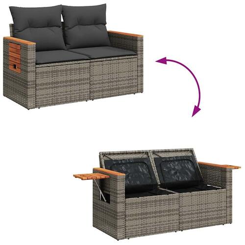 Sofasæt 5 dele med hynder polyrattan grå