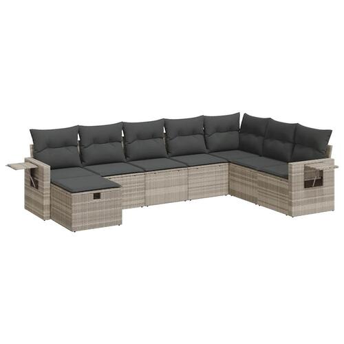 Sofasæt til haven 8 dele med hynder polyrattan lysegrå