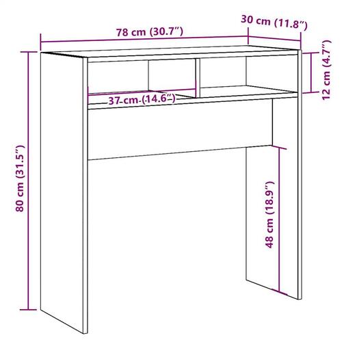 Konsolbord 78x30x80 cm konstrueret træ antikt træ