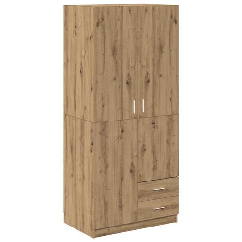 Klædeskab 80x52x180 cm konstrueret træ egetræslook