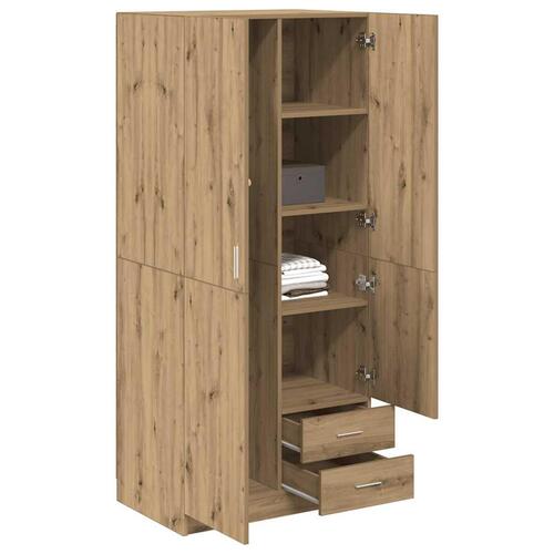 Klædeskab 80x52x180 cm konstrueret træ egetræslook