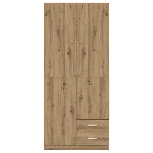 Klædeskab 80x52x180 cm konstrueret træ egetræslook