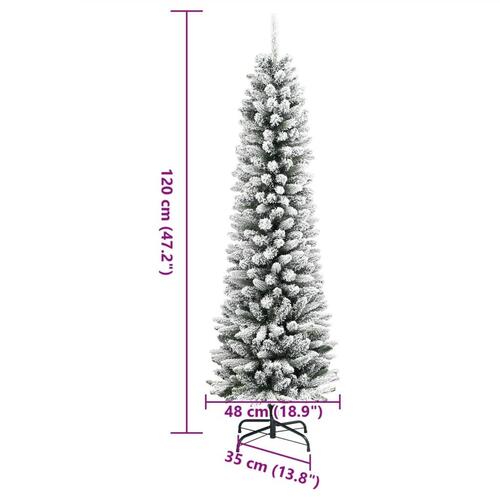 Kunstigt smalt juletræ med sne 120 cm PVC og PE