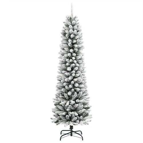 Kunstigt smalt juletræ med sne 180 cm PVC og PE