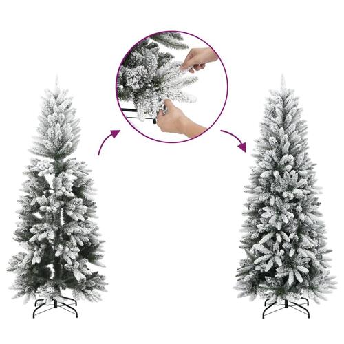 Kunstigt smalt juletræ med sne 180 cm PVC og PE