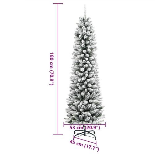 Kunstigt smalt juletræ med sne 180 cm PVC og PE
