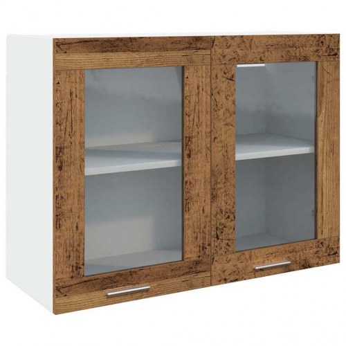 Hængende vitrineskab Lyon - gammelt træ, 80×31×60 cm, konstrueret træ