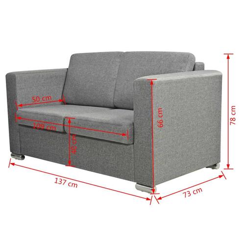 Topersoners sofa i stof lysegrå