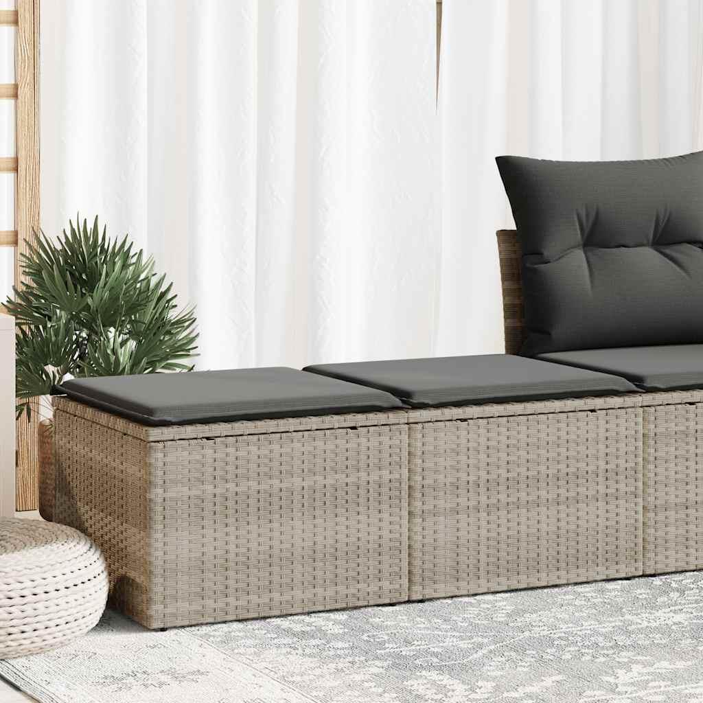 Sofasæt til haven 2dele med hynder polyrattan akacietræ lysegrå billede