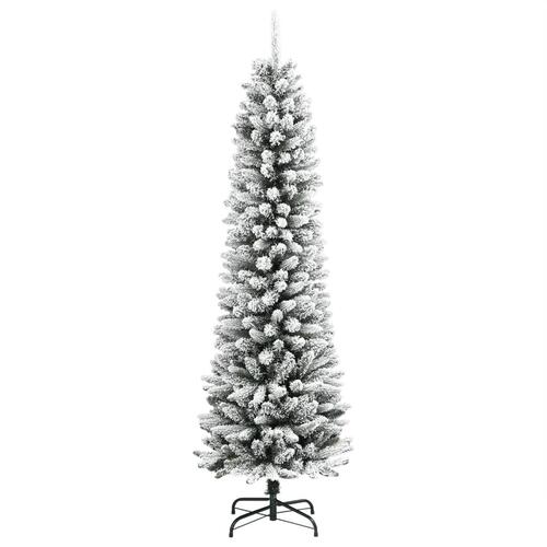 Kunstigt smalt juletræ med sne 210 cm PVC og PE