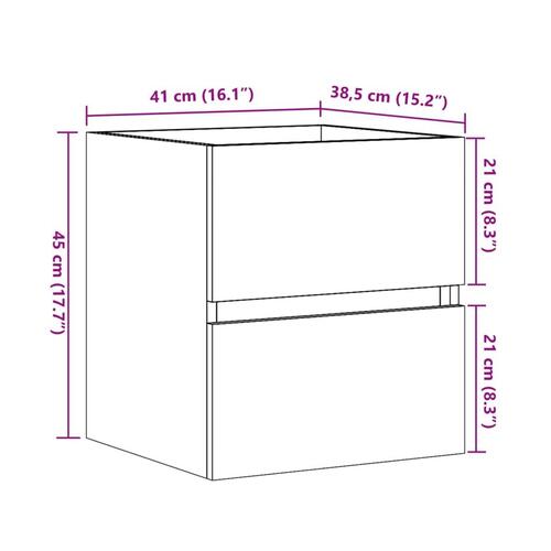 Skab til håndvask 41x38,5x45 cm konstrueret træ sonoma-eg