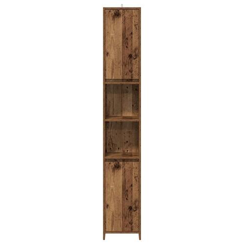 Badeværelsesskab 30x30x183,5 cm konstrueret træ antikt træ