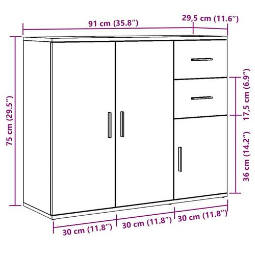 Skænk 91x29,5x75 cm konstrueret træ antikt trælook
