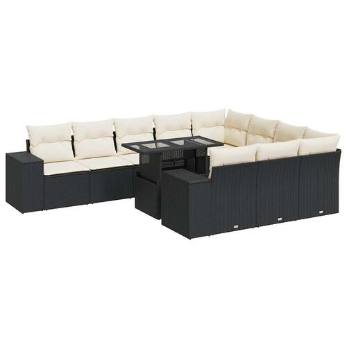 Sofasæt til haven 11 dele med hynder polyrattan sort