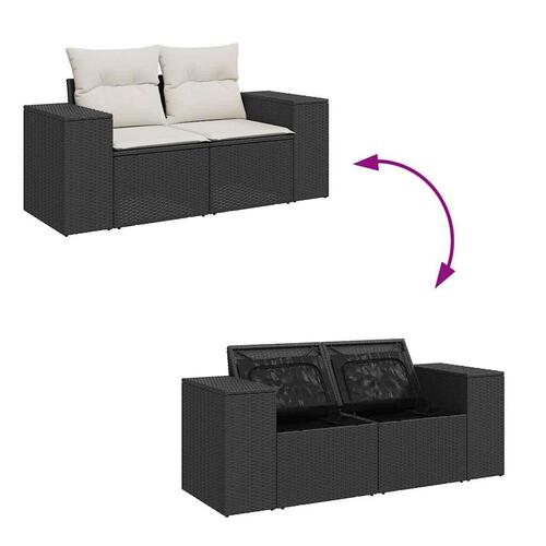 Sofasæt til haven 11 dele med hynder polyrattan sort
