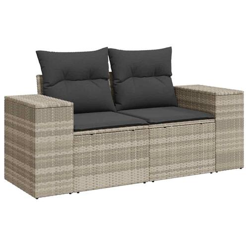 Loungesæt til haven 11 dele med hynder polyrattan grå