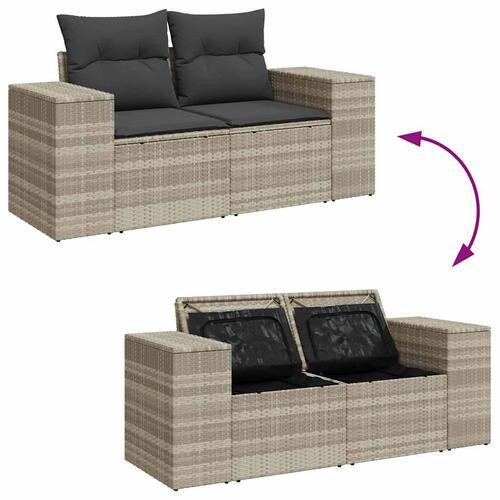 Loungesæt til haven 11 dele med hynder polyrattan grå