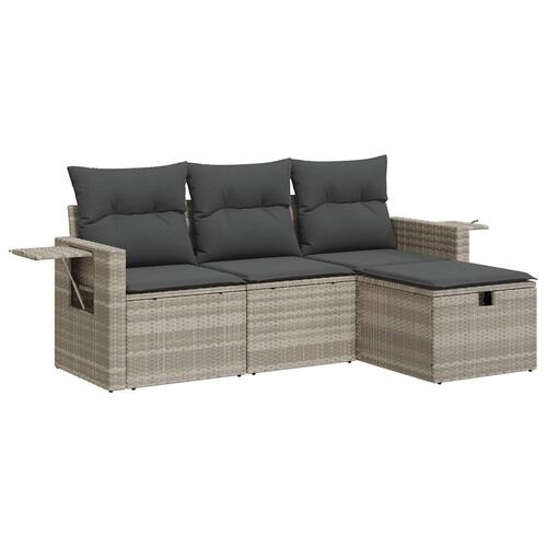 Sofasæt til haven 4 dele med hynder polyrattan lysegrå