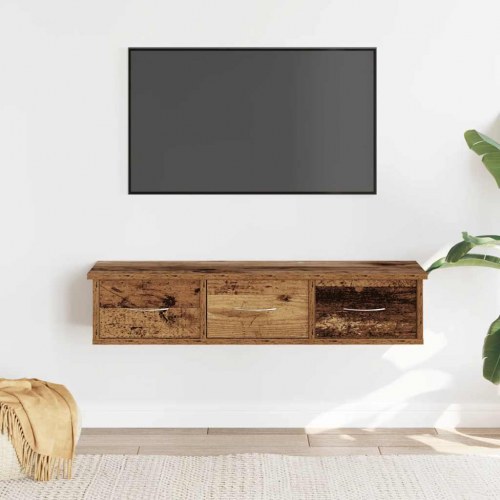 Vægskab med 3 skuffer 88×26×18,5 cm - antikt træ, konstrueret træ
