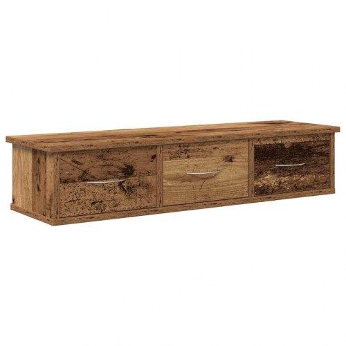 Vægskab med 3 skuffer 88×26×18,5 cm - antikt træ, konstrueret træ