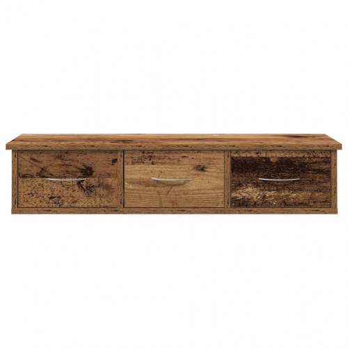 Vægskab med 3 skuffer 88×26×18,5 cm - antikt træ, konstrueret træ