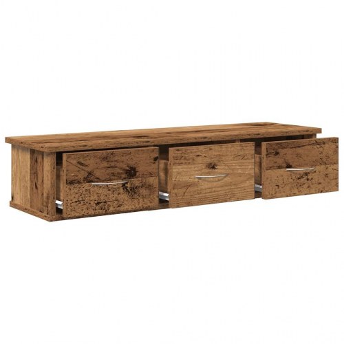 Vægskab med 3 skuffer 88×26×18,5 cm - antikt træ, konstrueret træ