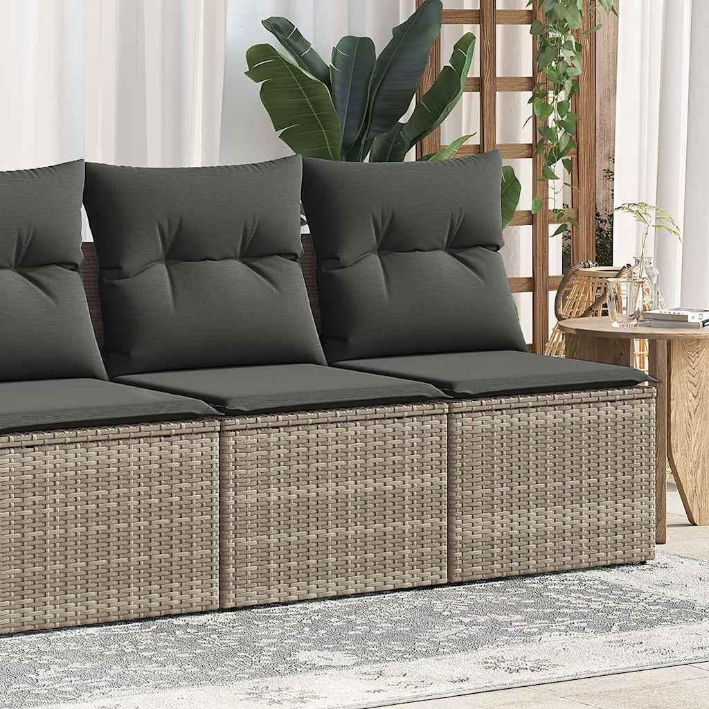 Sofasæt til haven 2 dele med hynder polyrattan akacietræ grå billede