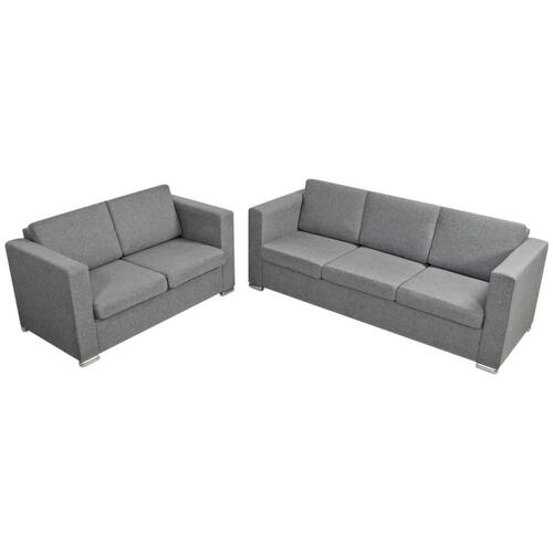 Sofasæt i to dele stof lysegrå