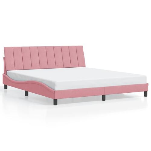 Sengeramme med sengegavl 180x200 cm fløjl pink