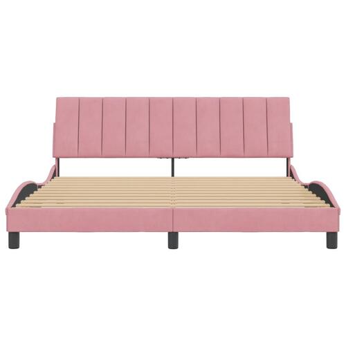 Sengeramme med sengegavl 180x200 cm fløjl pink