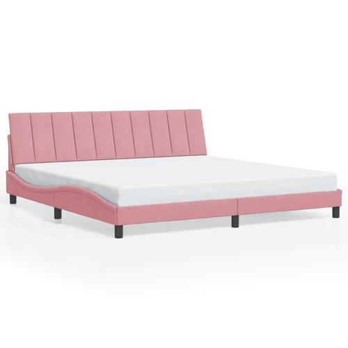 Sengeramme med sengegavl 200x200 cm fløjl pink