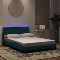 Sengeramme med LED-lys 120x200 cm velour blå
