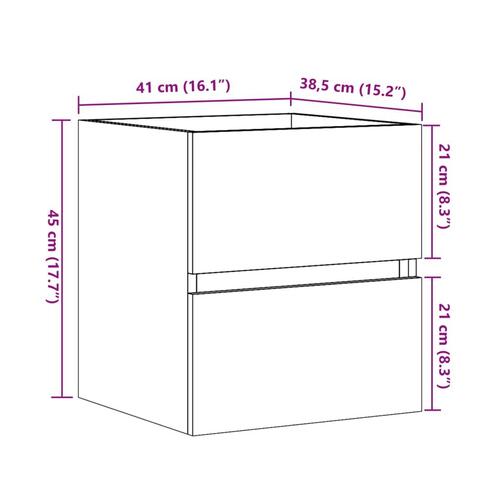 Skab til håndvask 41x38,5x45 cm konstrueret træ betongrå